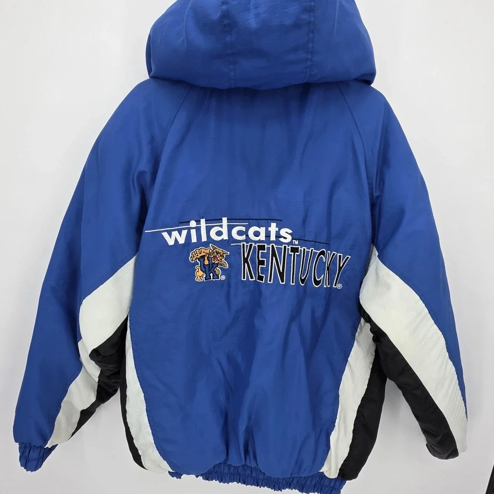 Vintage Logo‎ 7 Kentucky Wildcats Blue Puffer Full Zip Hooded Jacket Men's Sz L